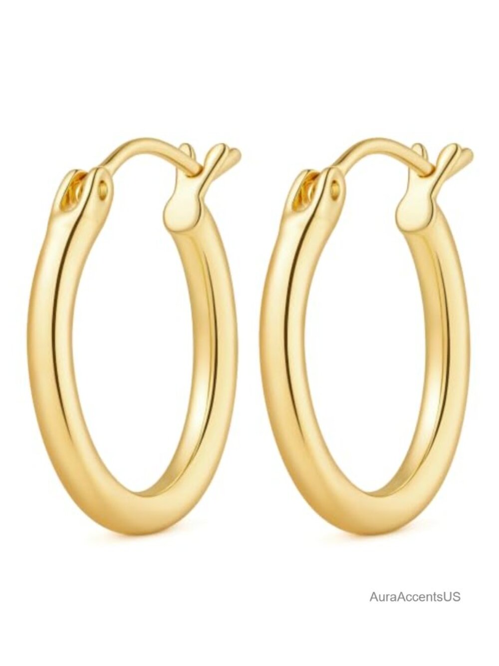 14K Gold Plated Hoop Earrings for Women - Hypoallergenic, 12-25mm Sizes